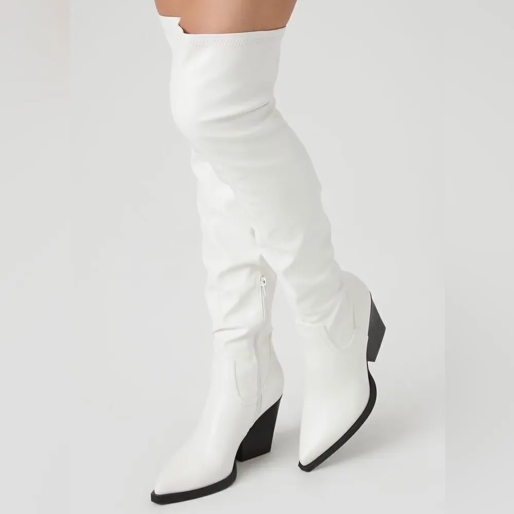 Forever 21 size 6 over the knee white boots